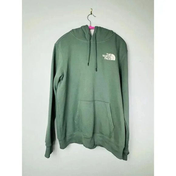 The North face Mens Medium Green Pullover Hoodie Logo Grid Back - Picture 1 of 6